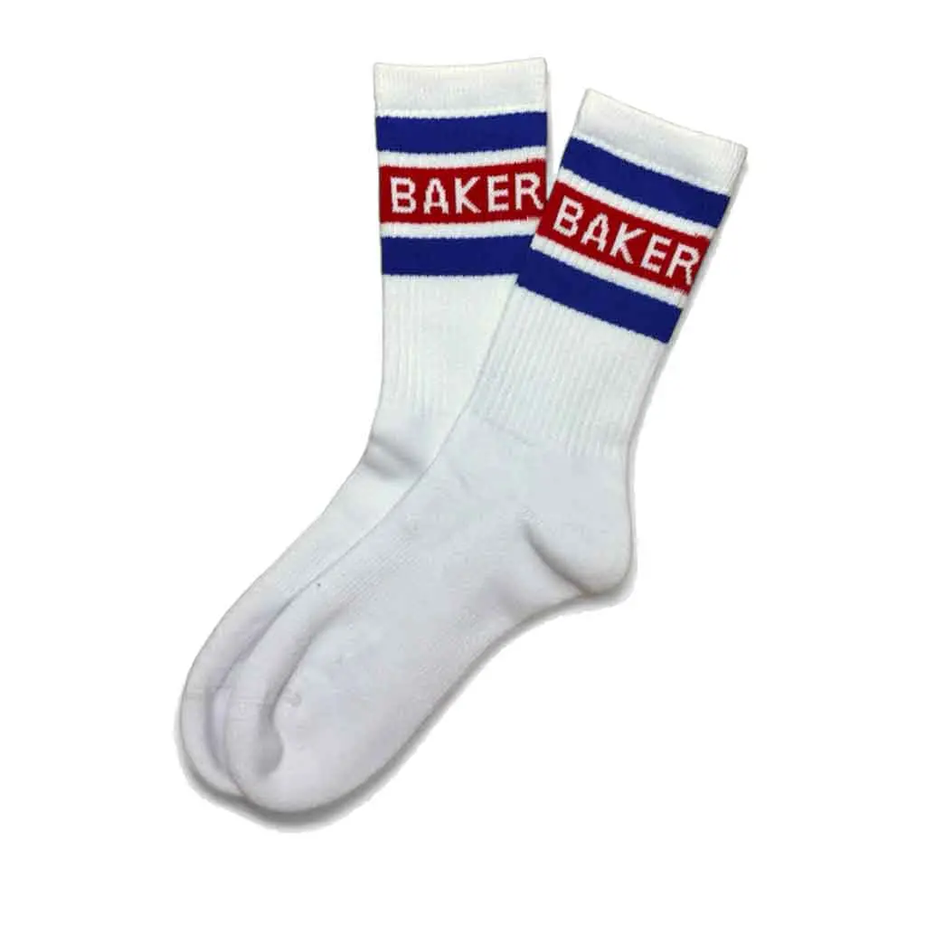 Baker Red Stripe Socks - White 1