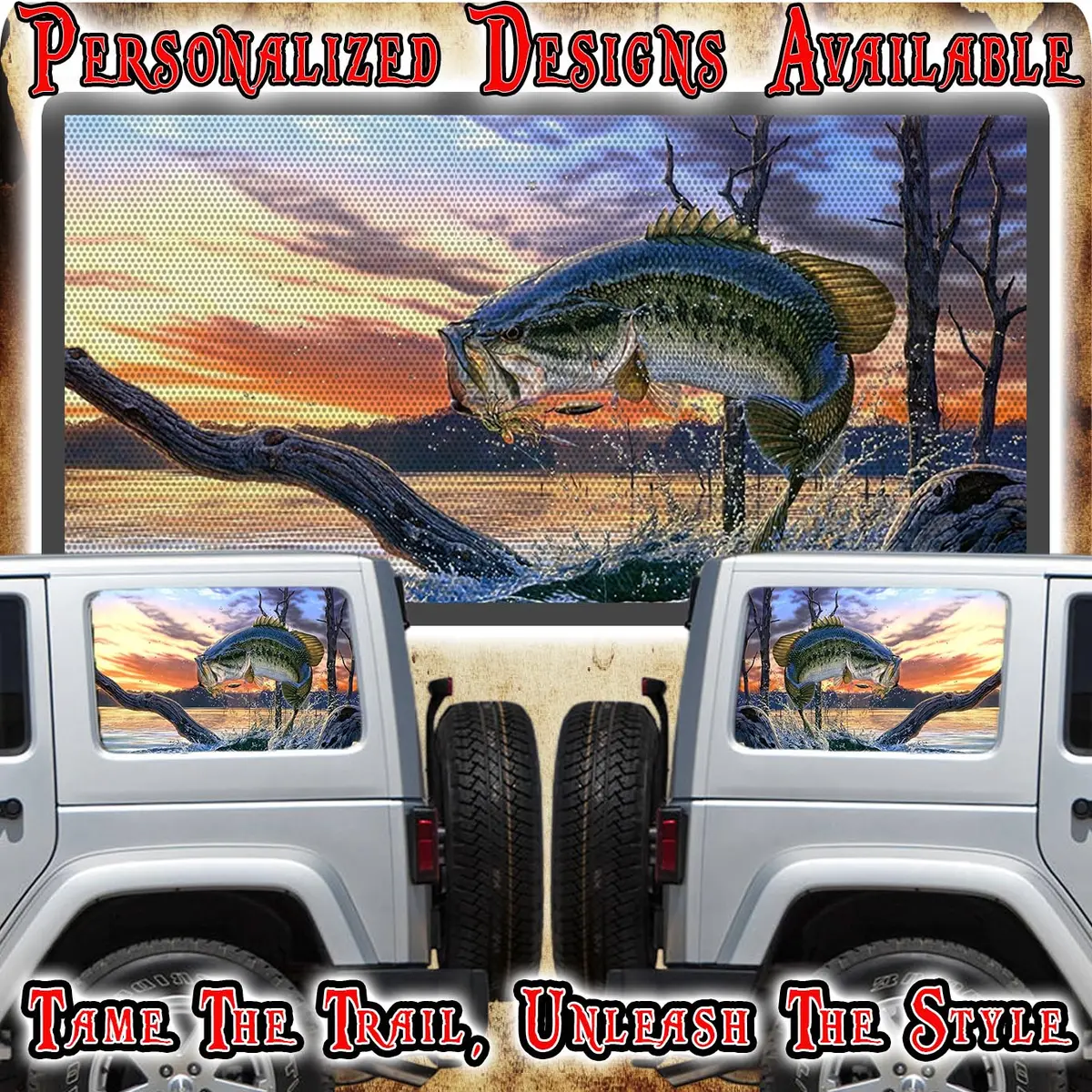 Largemouth Bass Rear Quarter Window See Through Graphic. 1