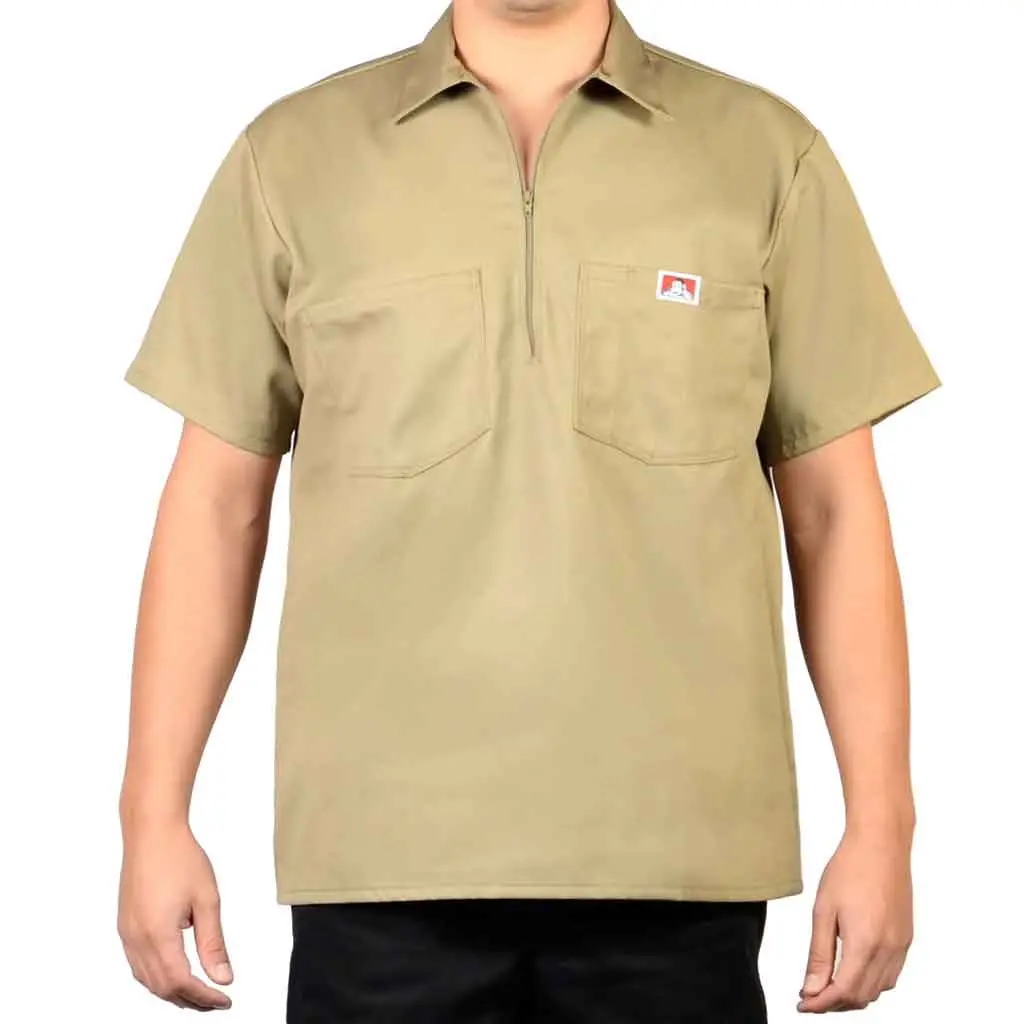 Ben Davis Solid 1/2 Zip Shirt - Khaki 1