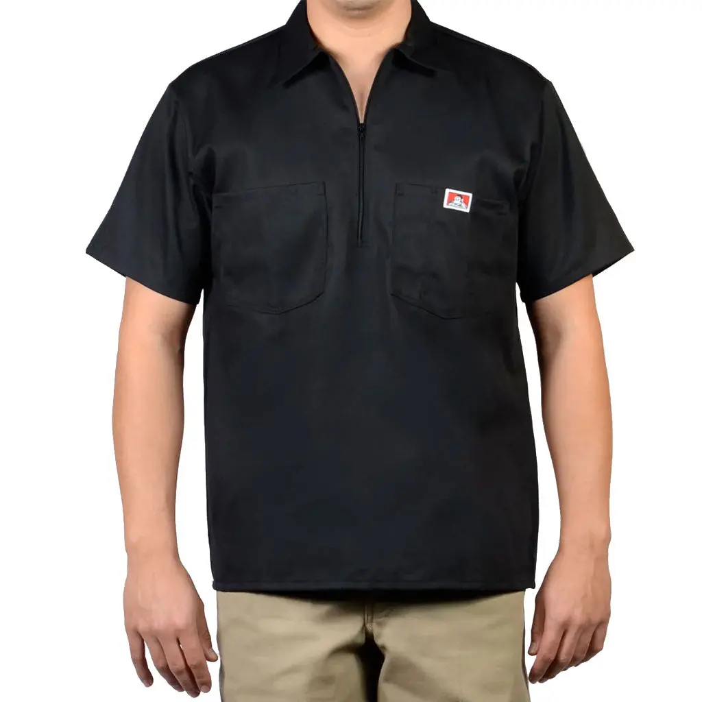 Ben Davis Solid 1/2 Zip Shirt - Black 1