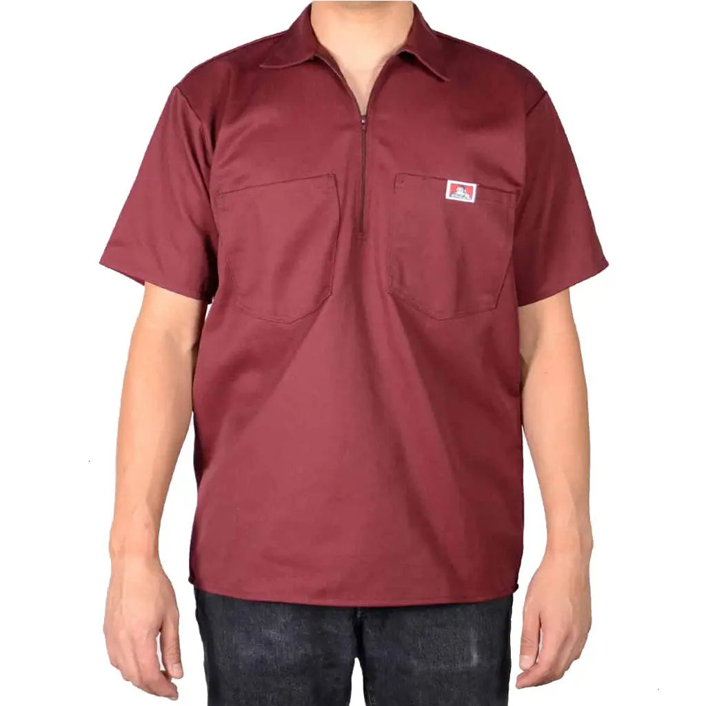 Ben Davis Solid 1/2 Zip Shirt - Burgundy 1