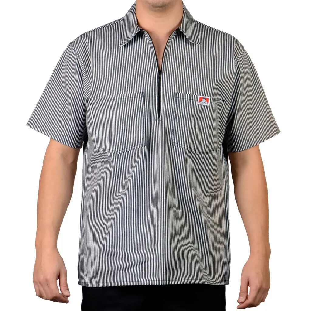 Ben Davis Stripe 1/2 Zip Shirt - Black 1