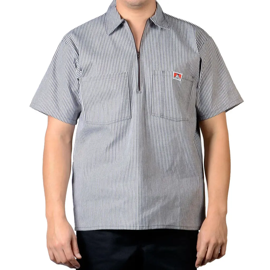 Ben Davis Stripe 1/2 Zip Shirt - Brown 1