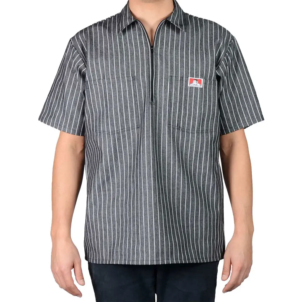Ben Davis Stripe 1/2 Zip Shirt - Butcher Black 1