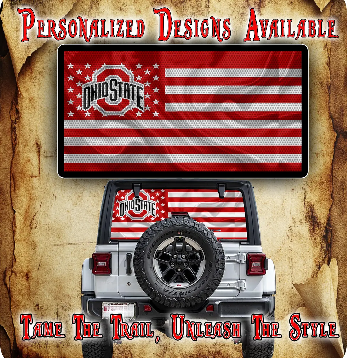 Ohio Flag Rear Window See Through Graphic. 1