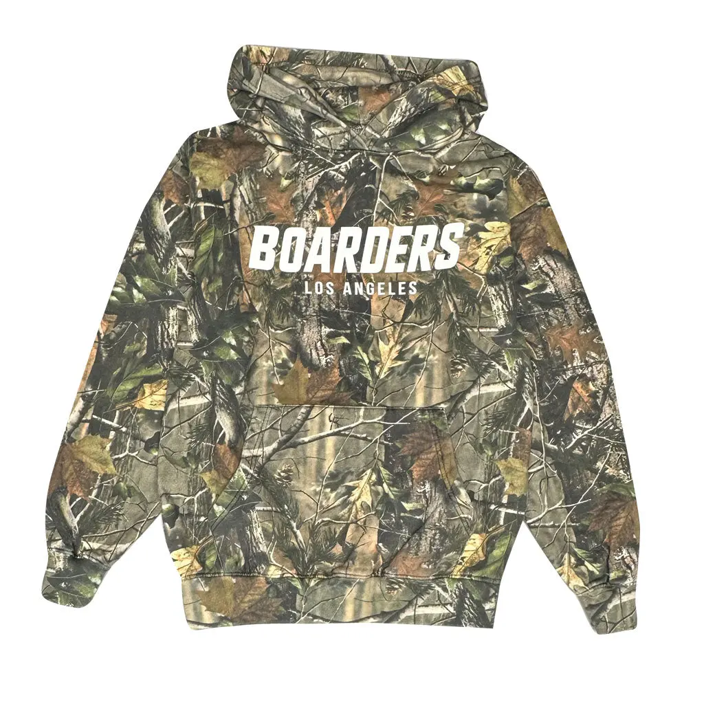 Boarders Heavy Washed Bold Solid Logo Hood - Tree Camo/White 1