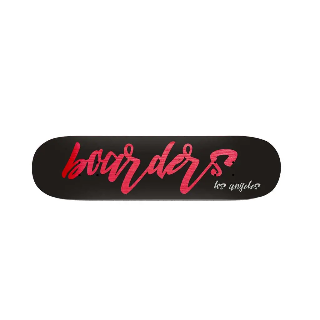 Boarders Script Skateboard Deck - Black/Red/White 1
