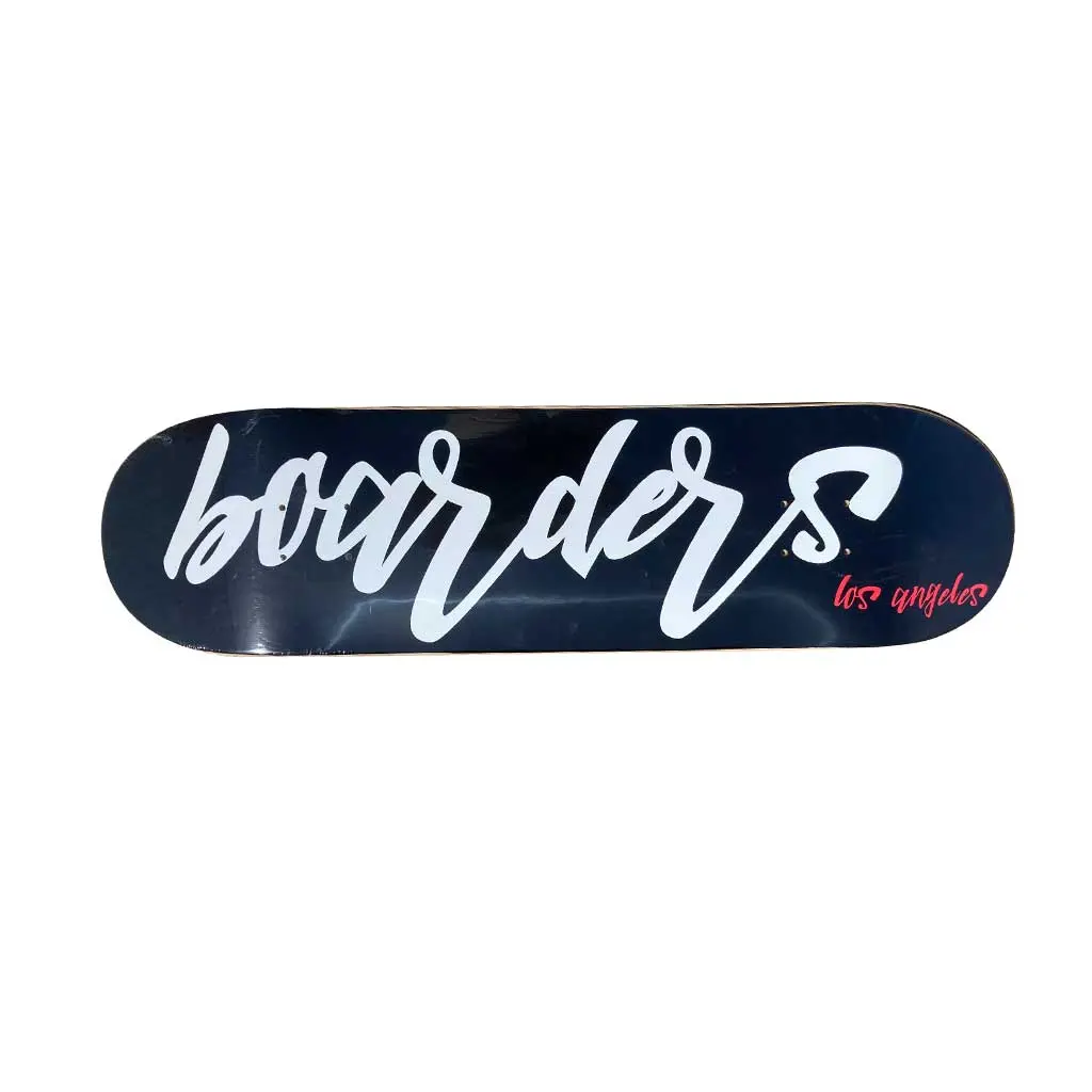 Boarders Script Skateboard Deck - Black/White/Red 1