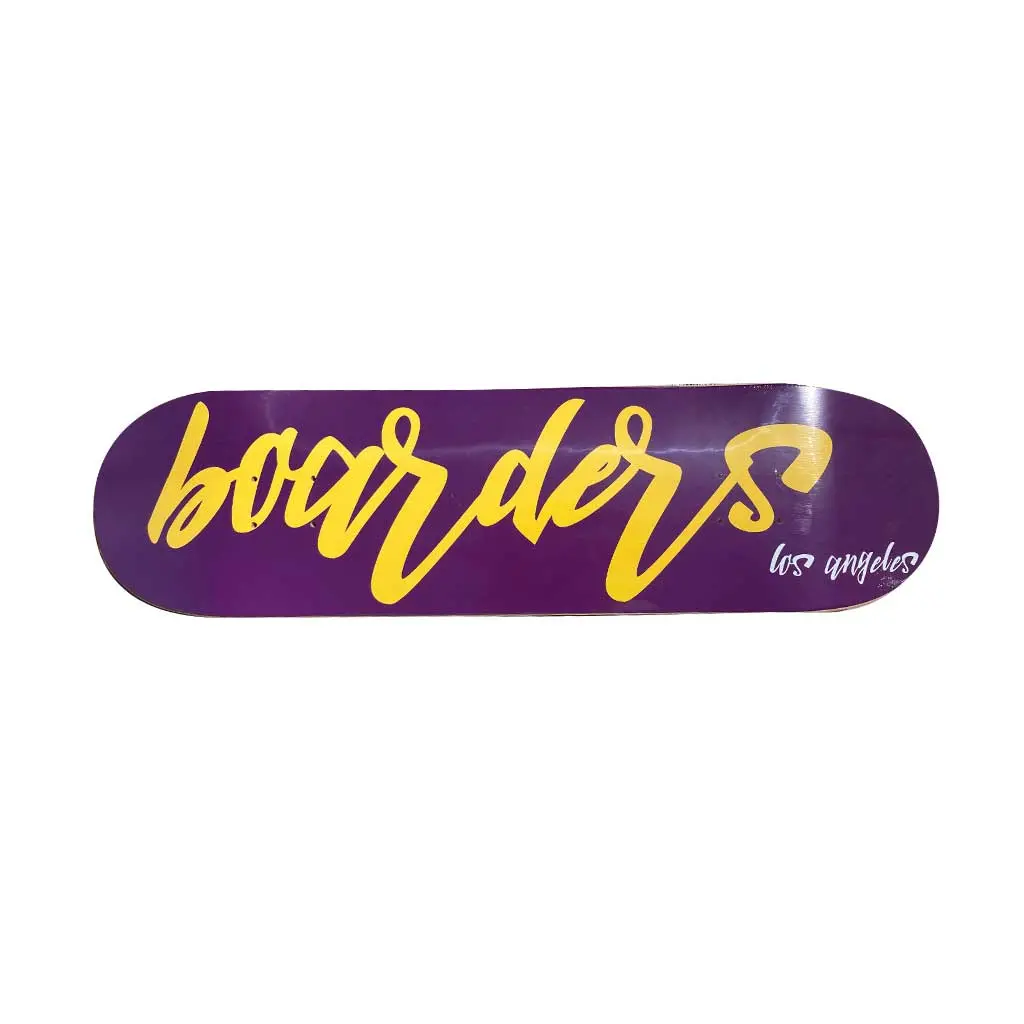 Boarders Script Skateboard Deck - Purple/Yellow/White 1