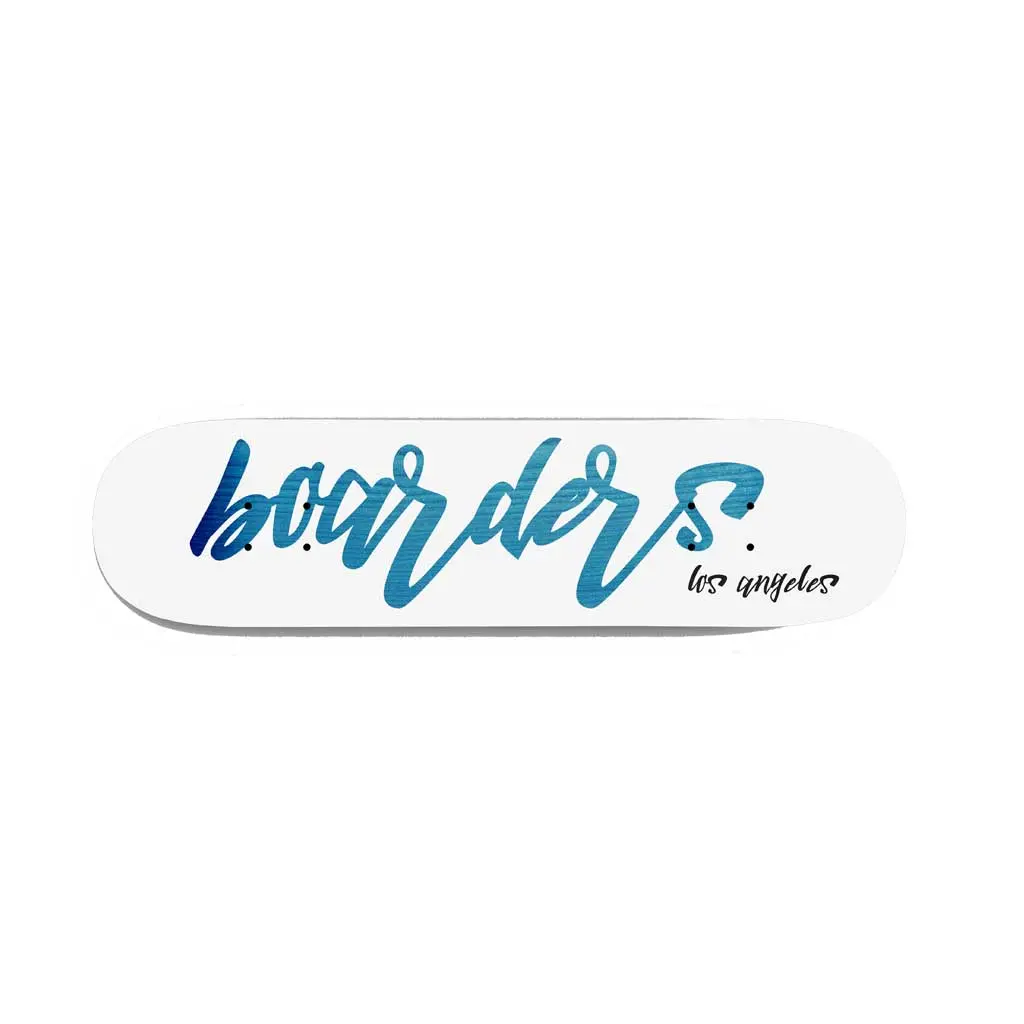 Boarders Script Skateboard Deck - White/Blue/Black 1