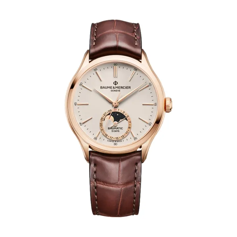 Clifton 10736 18K Pink Gold Moonphase 39Mm - Beige On Leather Strap 1