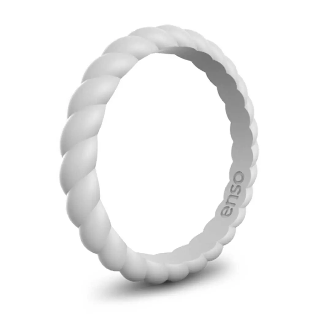 Enso Rings Braided Stackables Silicone Ring Double Pack - Grey/Turquoise 1