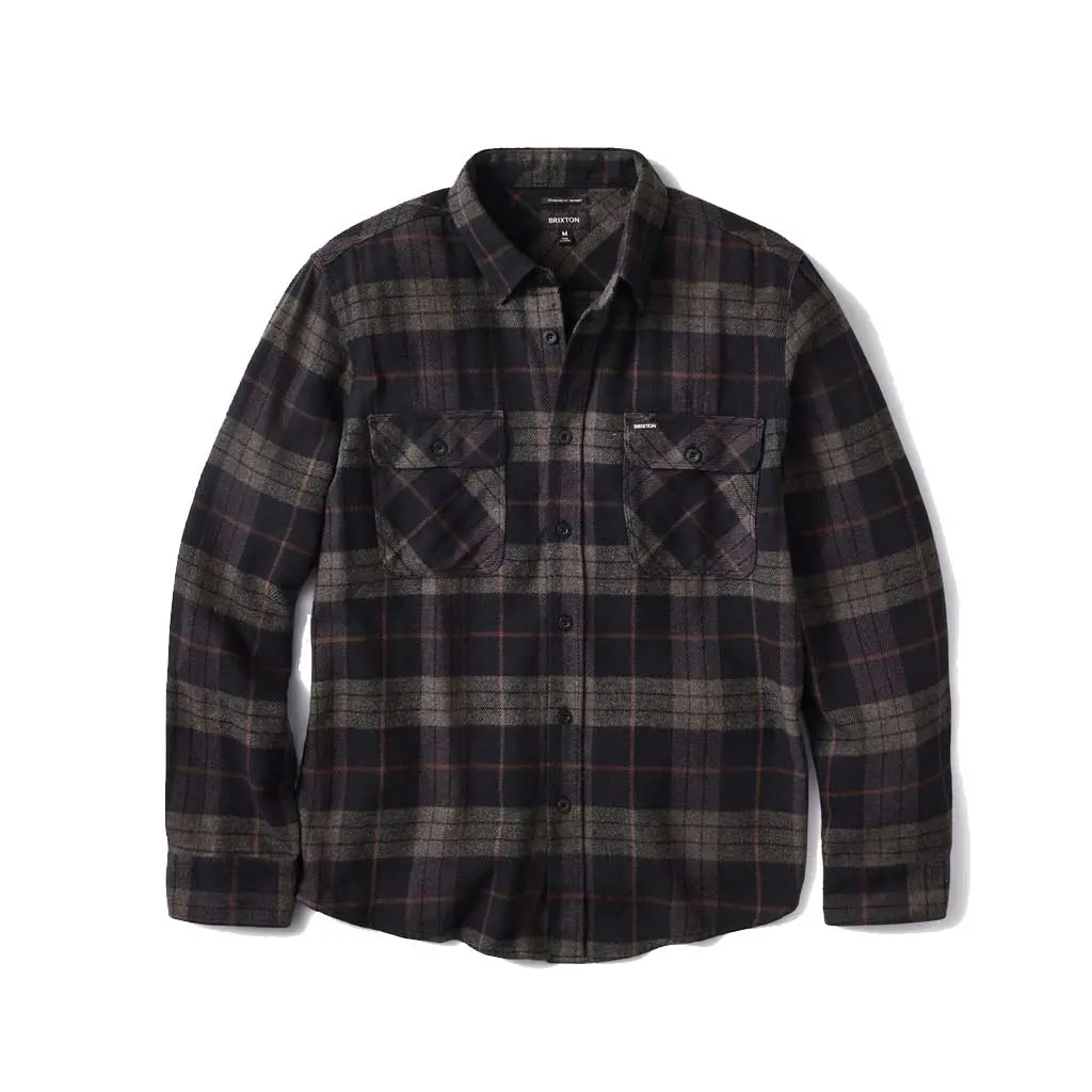 Brixton Bowery L/S Flannel - Black/Charcoal 1