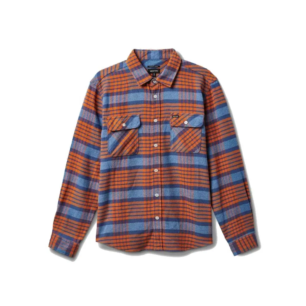 Brixton Bowery L/S Flannel - Blue Heaven/Paradise Orange/Pacific Blue 1