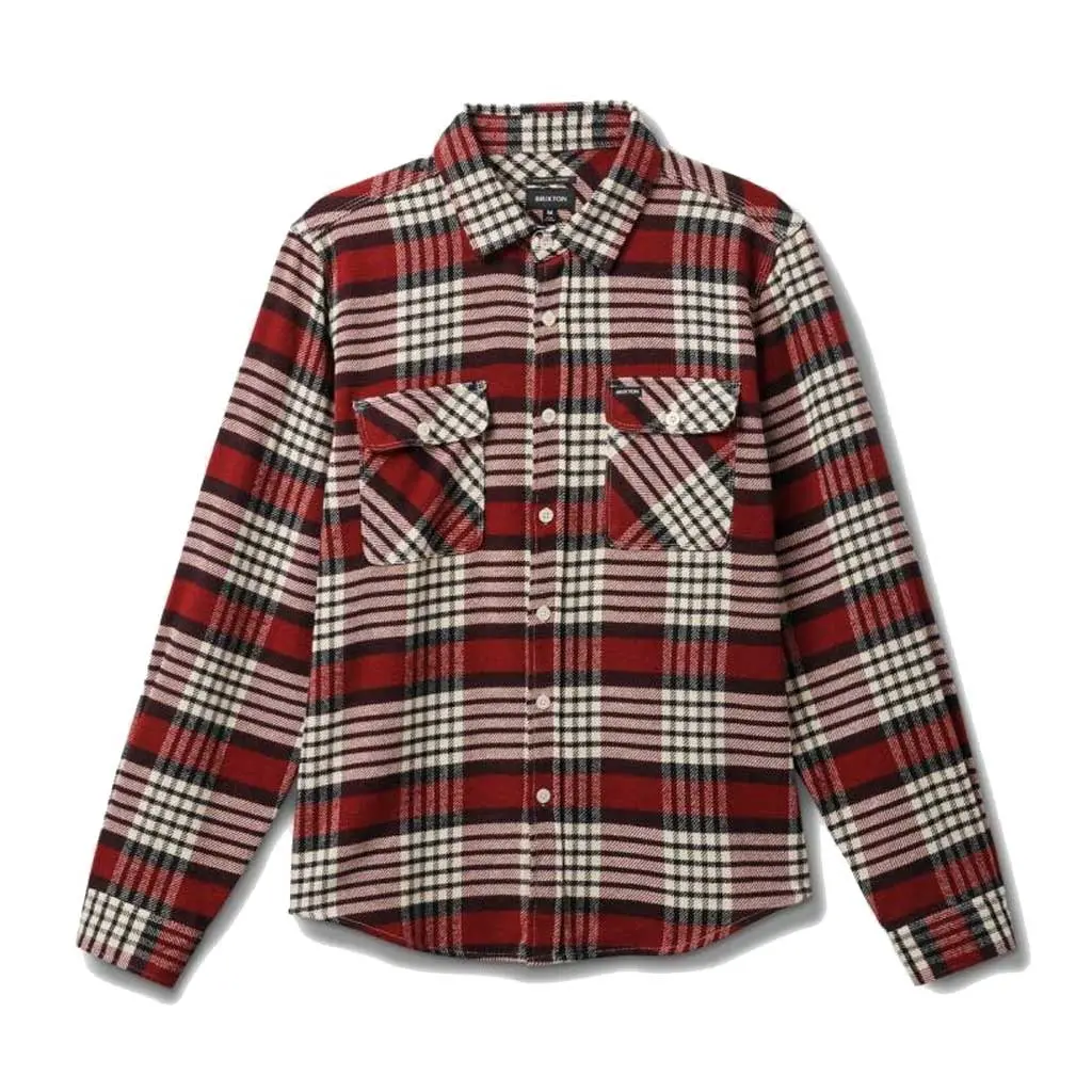 Brixton Bowery L/S Flannel - Island Berry/Whitecap/Black 1