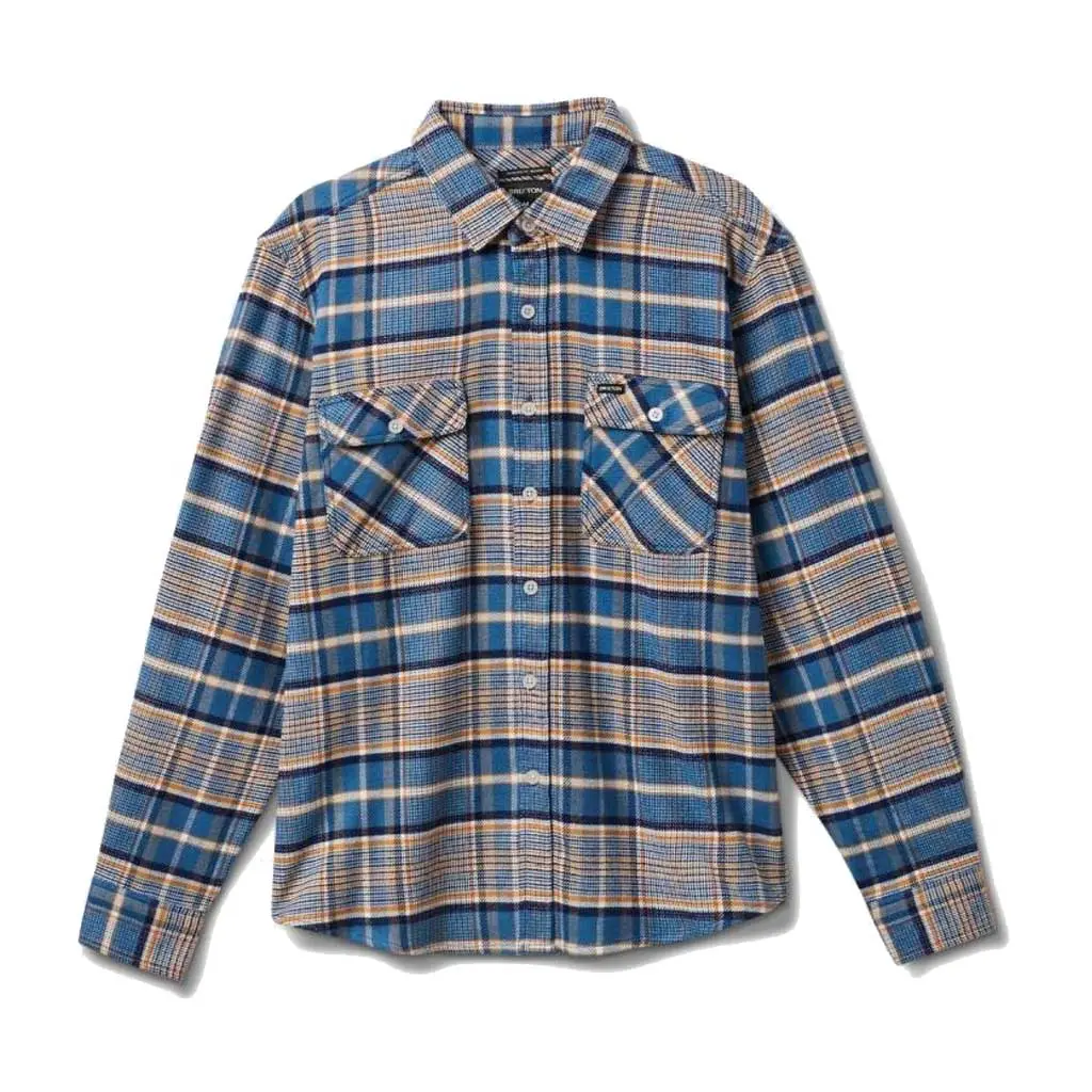 Brixton Bowery Stretch Water Resistant L/S Flannel - Blue Heaven/Paradise Orange/Off White 1