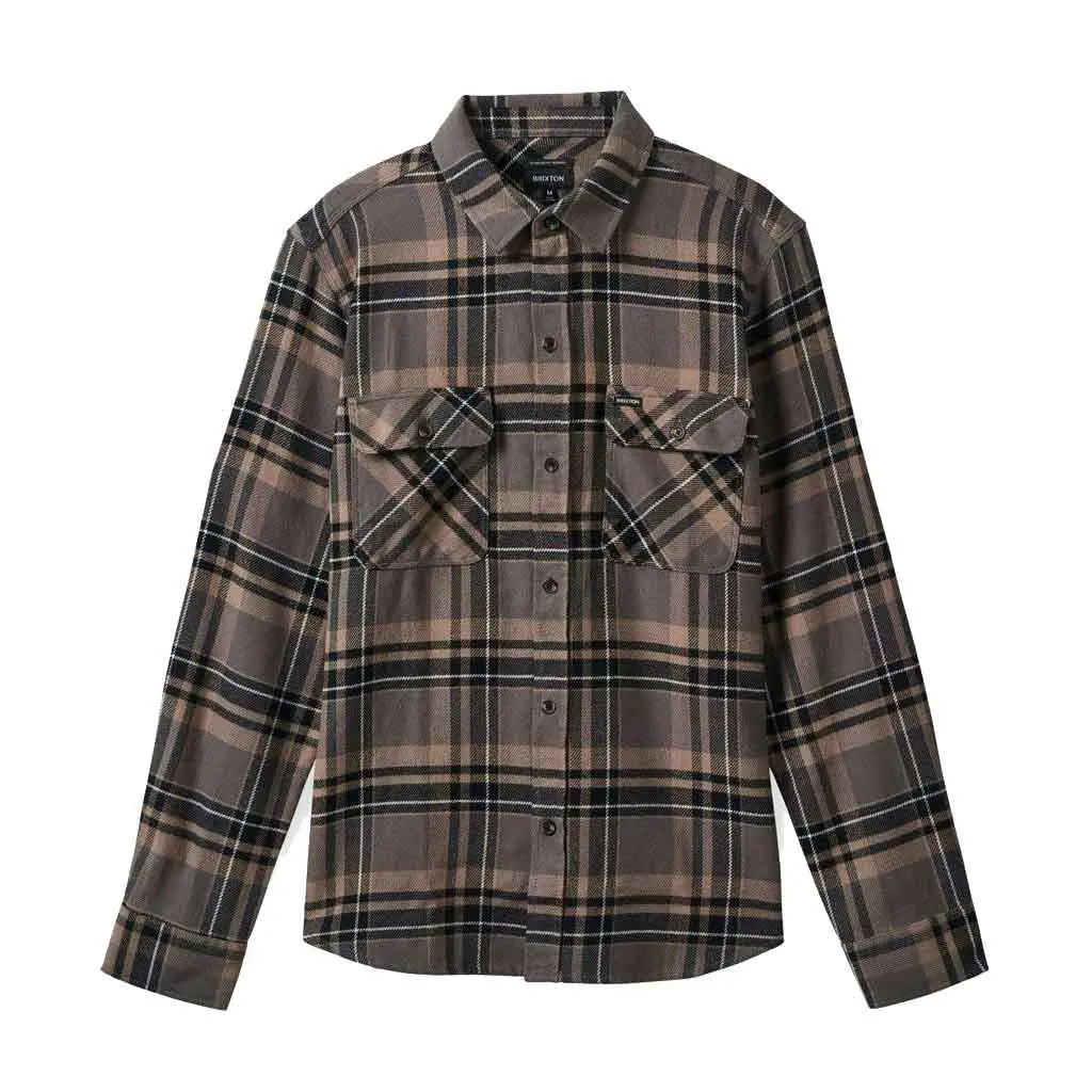 Brixton Bowery L/S Flannel - Charcoal/Black/Cinder Grey 1