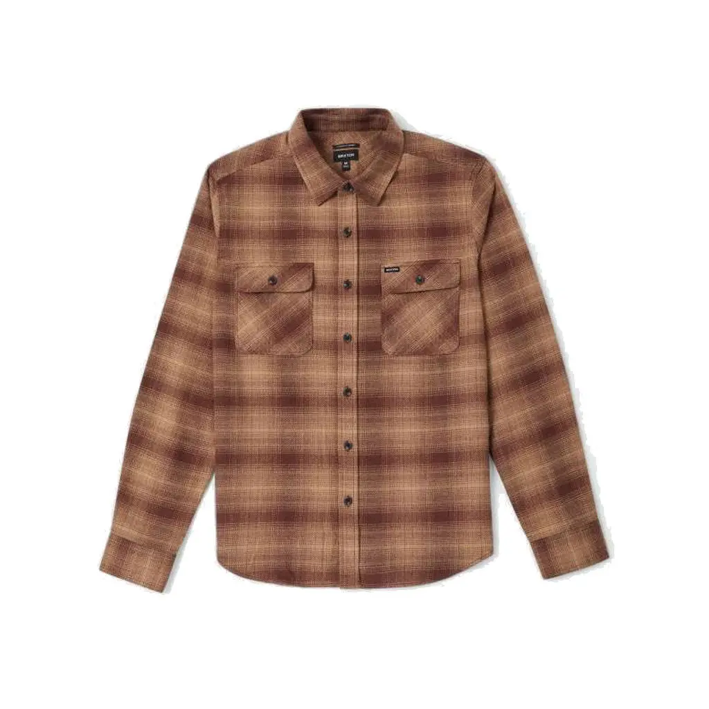 Brixton Bowery L/S Flannel - Chocolate/Khaki 1