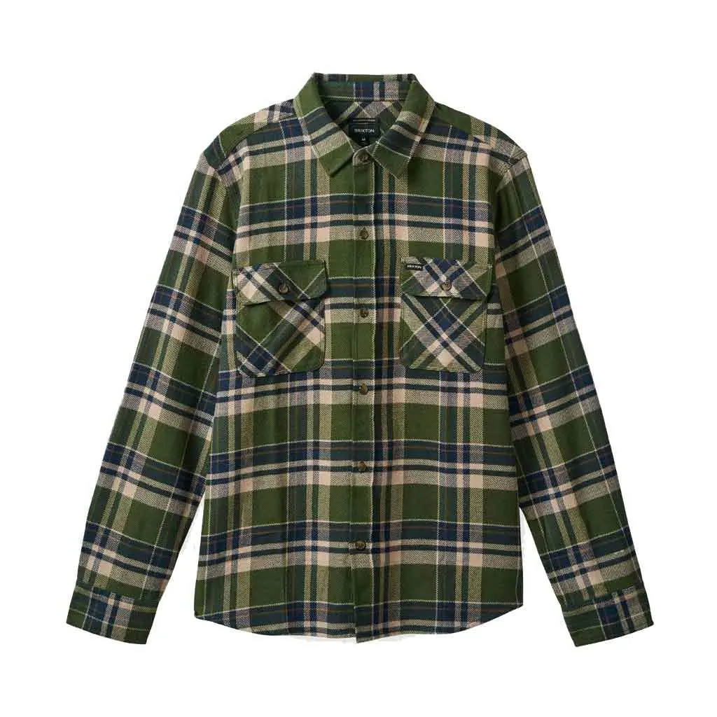 Brixton Bowery L/S Flannel - Cypress Green/Washed Navy/Whitecap 1