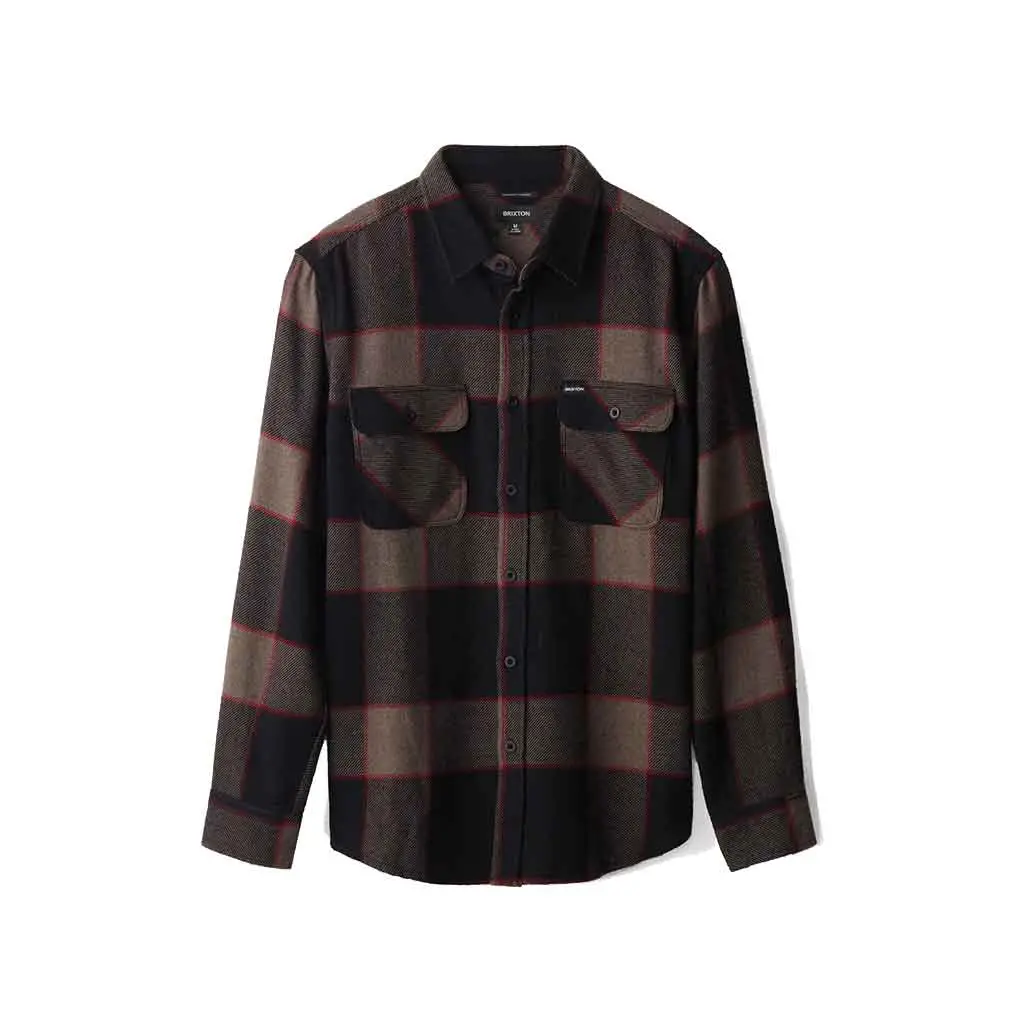 Brixton Bowery L/S Flannel - Heather Grey/Charcoal 1