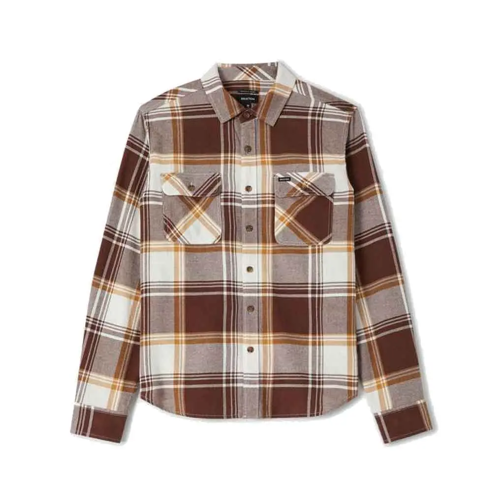 Brixton Bowery Light Weight Ultra Flannel - Chocolate/Off White 1