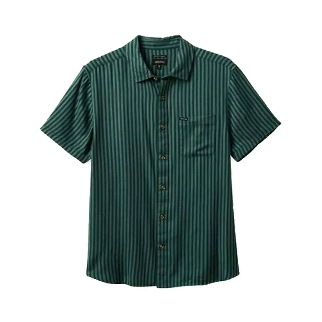 Brixton Charter Herringbone Stripe S/S Woven - Trekking Green/Chinois 1