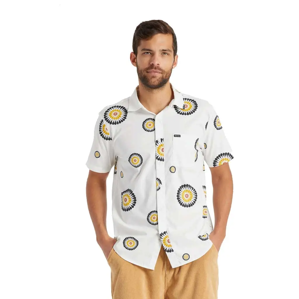 Brixton Charter Print S/S Woven - Offwhite/Black/Golden Glow 1