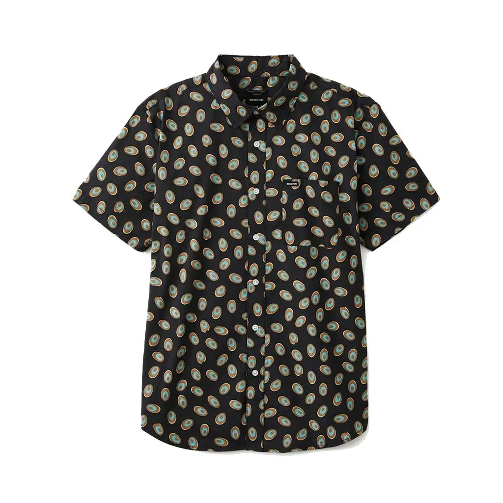 Brixton Charter Print S/S Woven - Washed Black/Teal 1