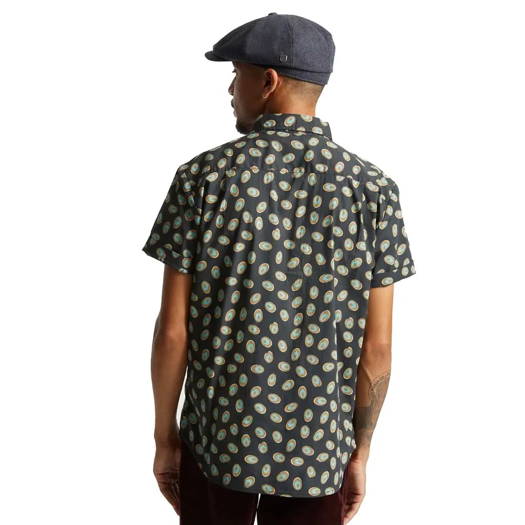 Brixton Charter Print S/S Woven - Washed Black/Teal 3