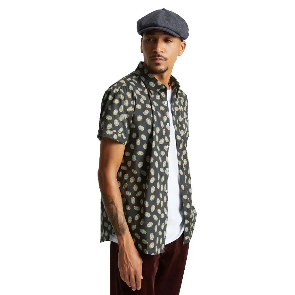 Brixton Charter Print S/S Woven - Washed Black/Teal 4