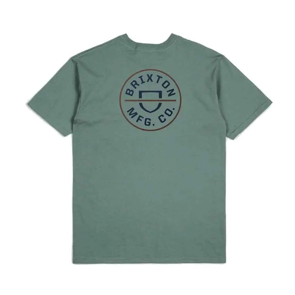 Brixton Crest Ii S/S T-Shirt - Chinois Green/Washed Navy/Sepia 1