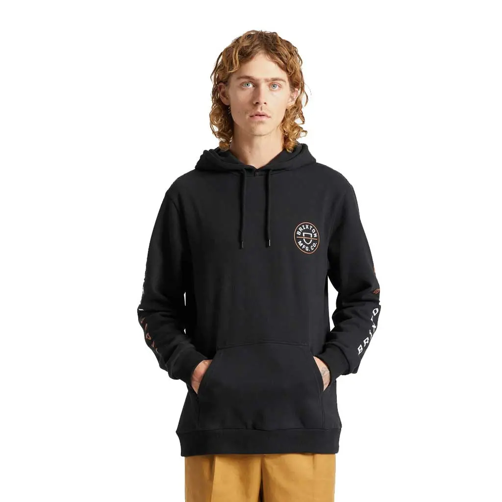Brixton Crest Hood - Black/Caramel/White 1