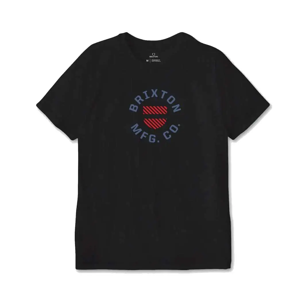 Brixton Crest Shield S/S Tailored Tee - Black/Aloha Red 1