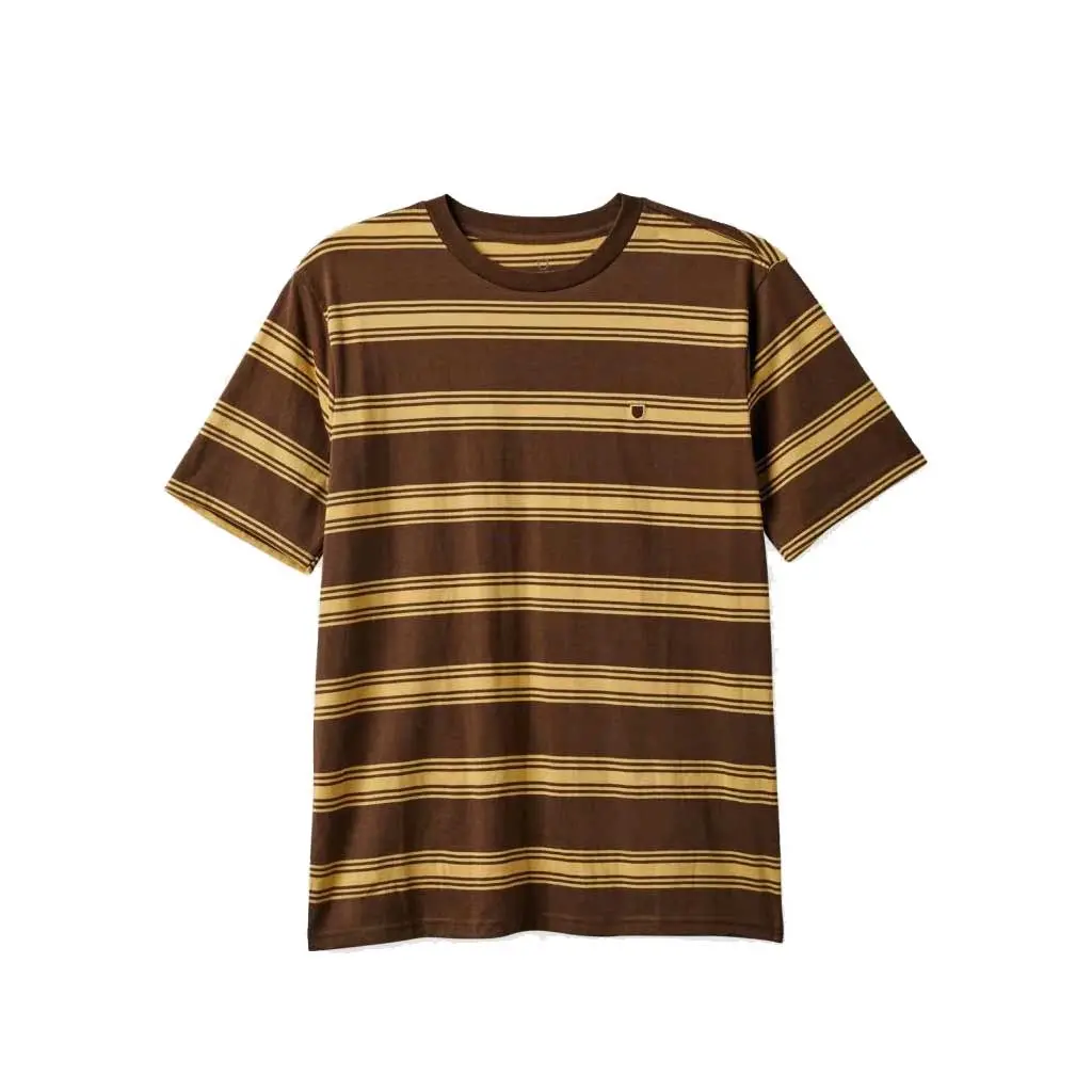 Brixton Hilt Shield S/S Knit - Dark Earth/Straw 1