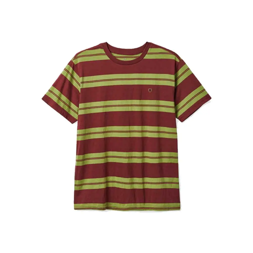 Brixton Hilt Shield S/S Knit - Mahogany/Epsom Green 1