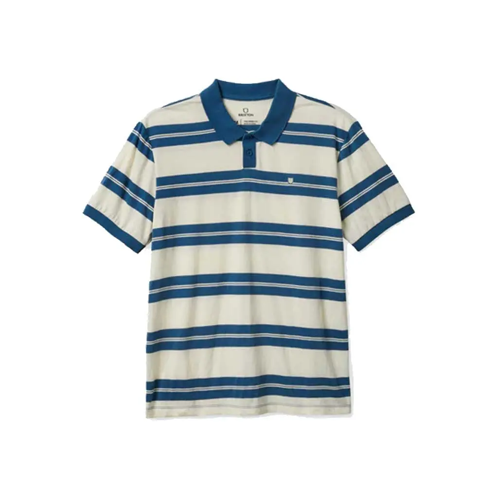Brixton Proper S/S Polo Knit - Off White/Indian Teal 1