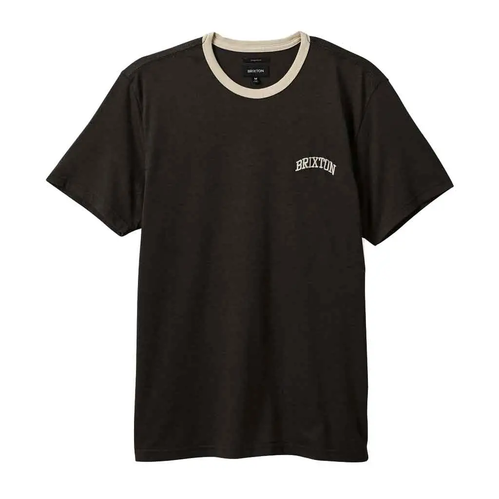 Brixton Varsity Ringer Tee - Washed Black Worn Wash 1
