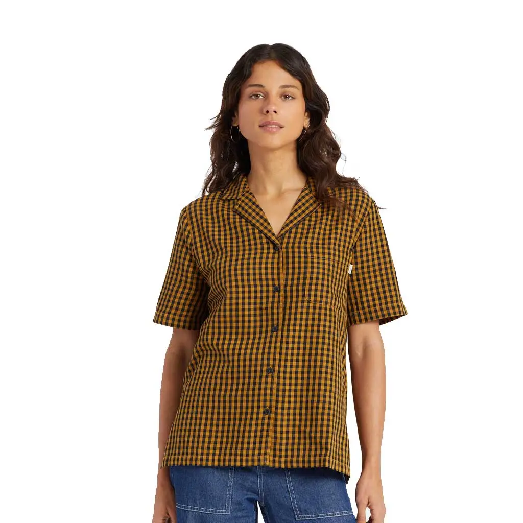 Brixton Women's Bunker Gingham Bf S/S Woven - Medal Bronze 1