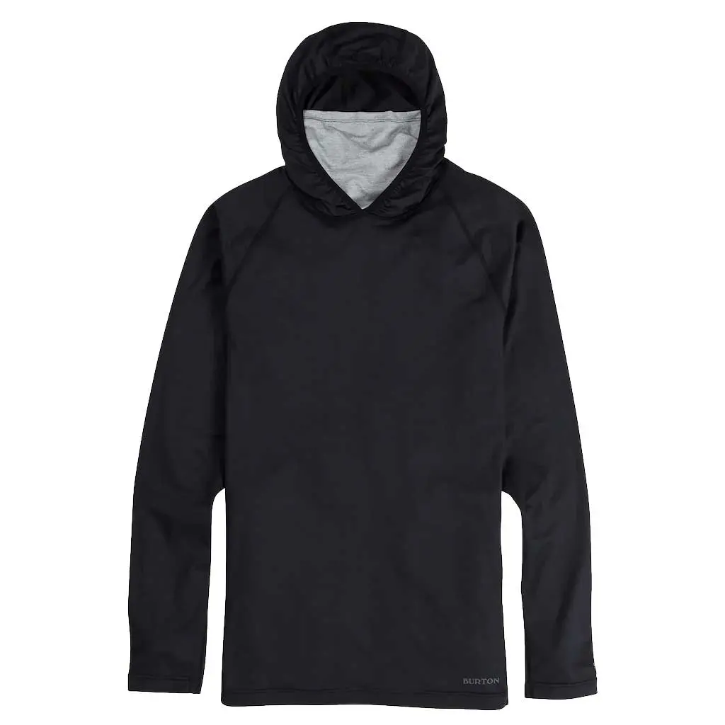 Burton 23/24 Midweight X Base Layer Long Neck Hoodie - True Black/Grey Heather 1