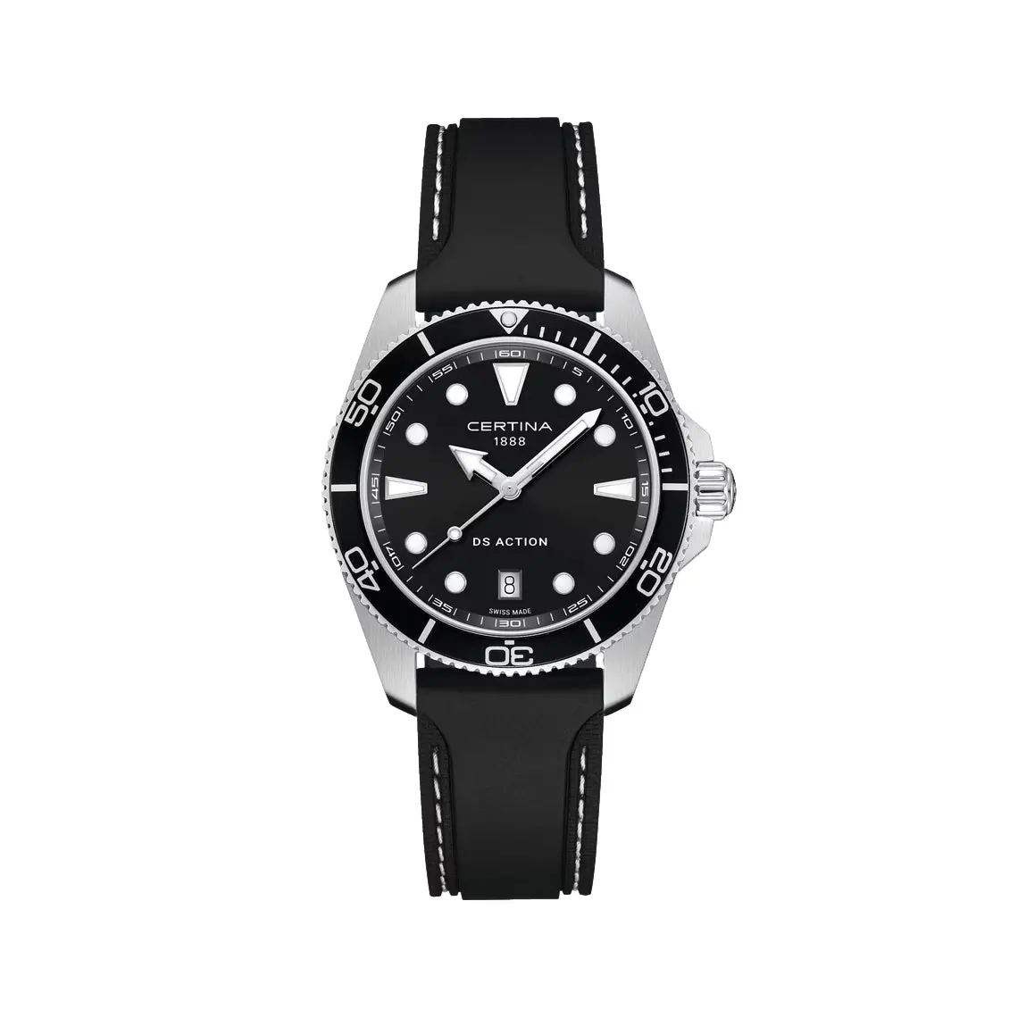 Ds Action 40Mm - Black On Rubber Strap 1