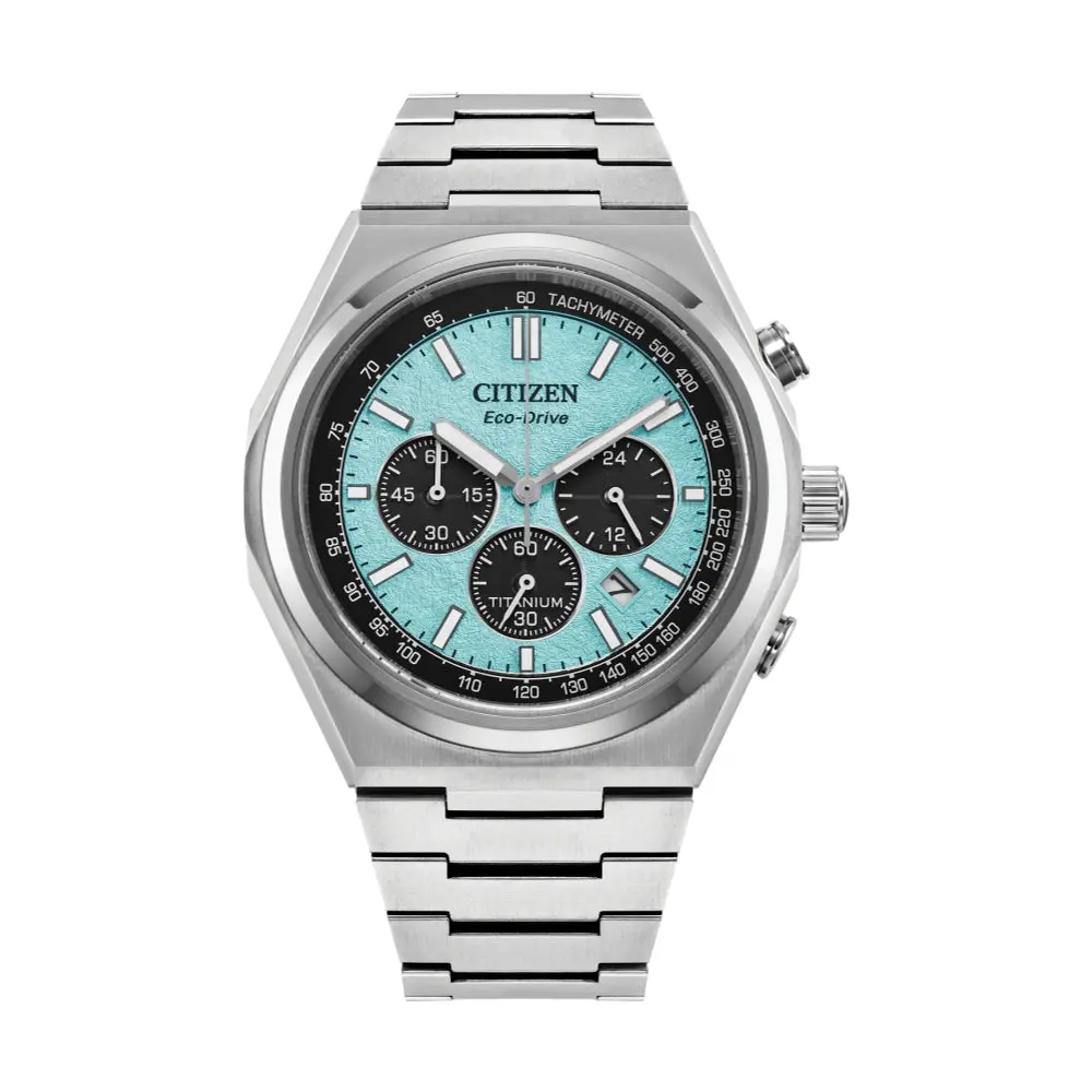 Zenshin Chrono Super Titanium 42.4Mm - Blue On Bracelet 1