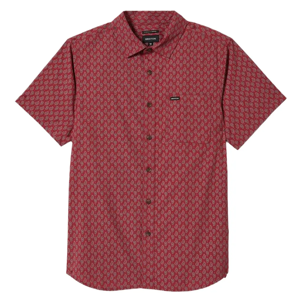 Brixton Charter Print S/S Woven -  Rust Red/Paisley 1