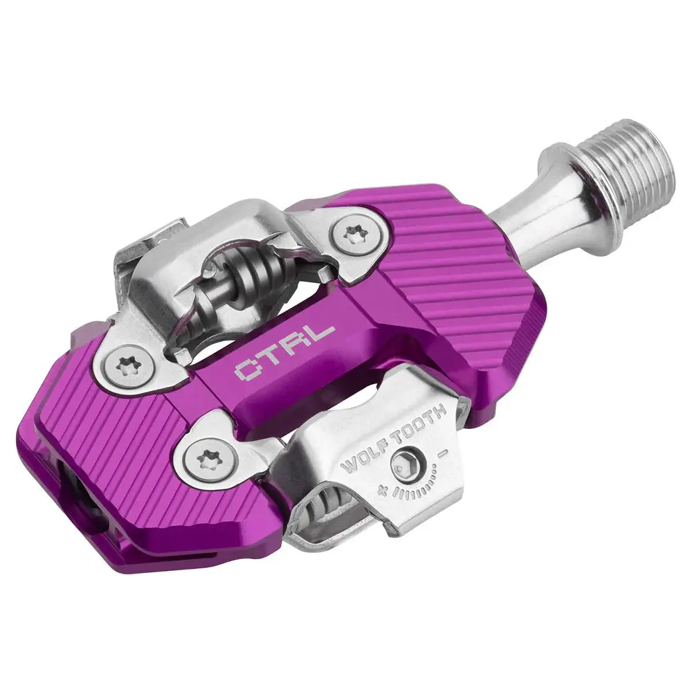 Wolf Tooth Ctrl Trail Clipless Pedals - Dual Sided Clipless, Alloy, 9/16", Ultraviolet Purple, Pair, Shimano Spd 1