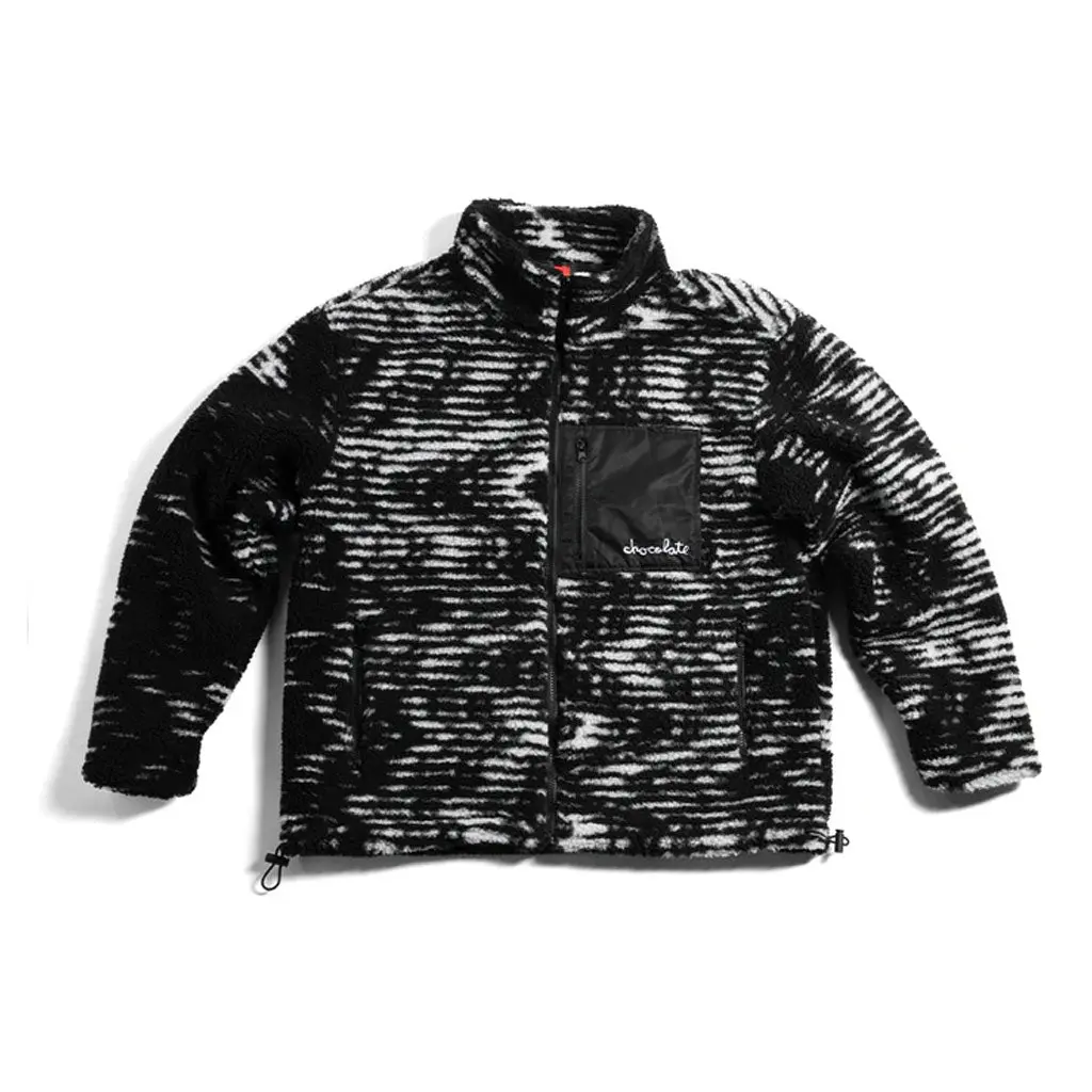 Chocolate Static Sherpa Fleece Sweater - White/Black 1