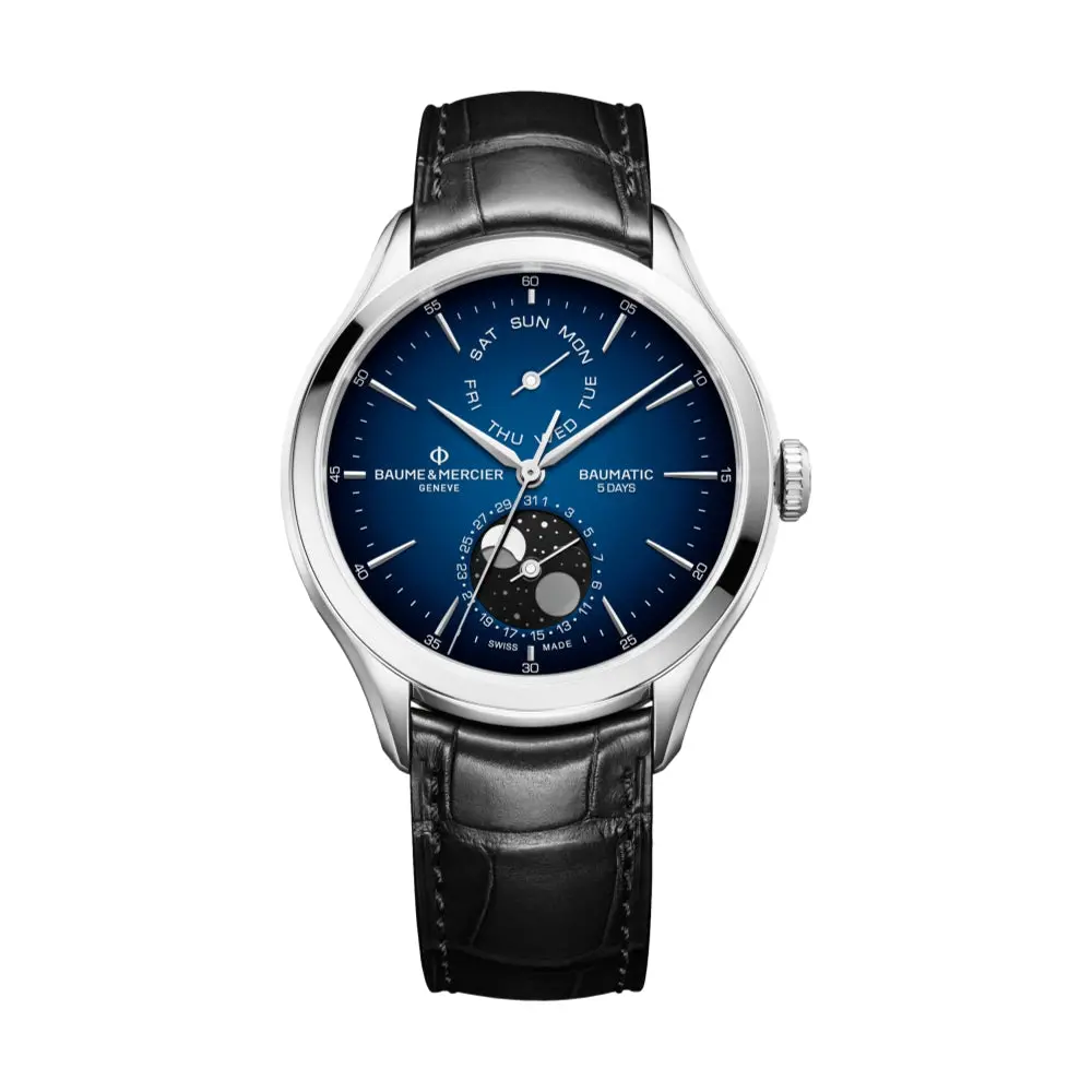 Clifton 10593 Baumatic Cosc 42Mm - Blue On Leather Strap 1