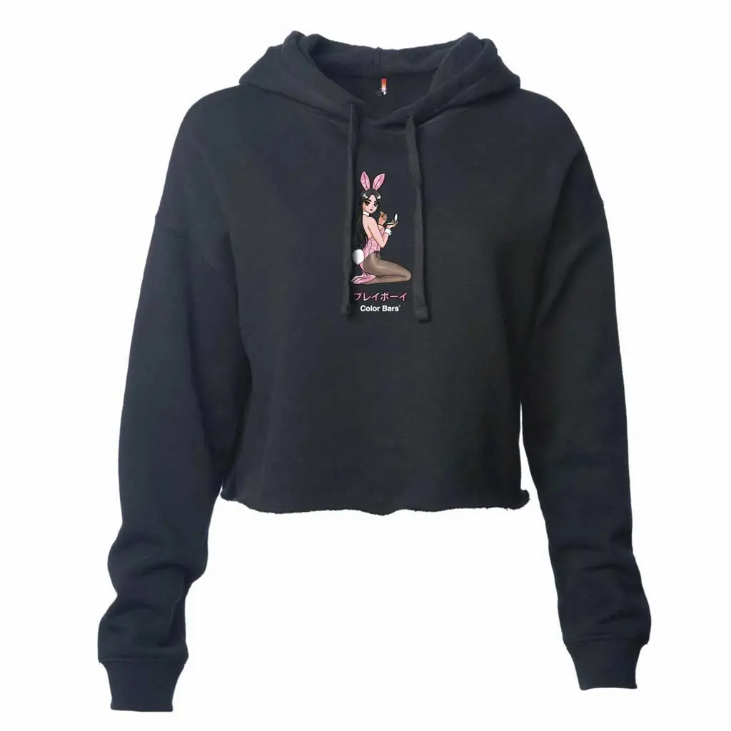 Color Bars X Playboy Women's Lipstick Crop Hoodie - Black 1