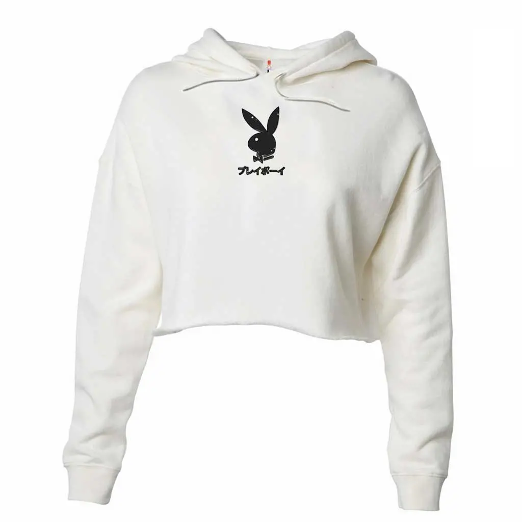 Color Bars X Playboy Women's Rabbit Head Crop Hoodie - Bone 1