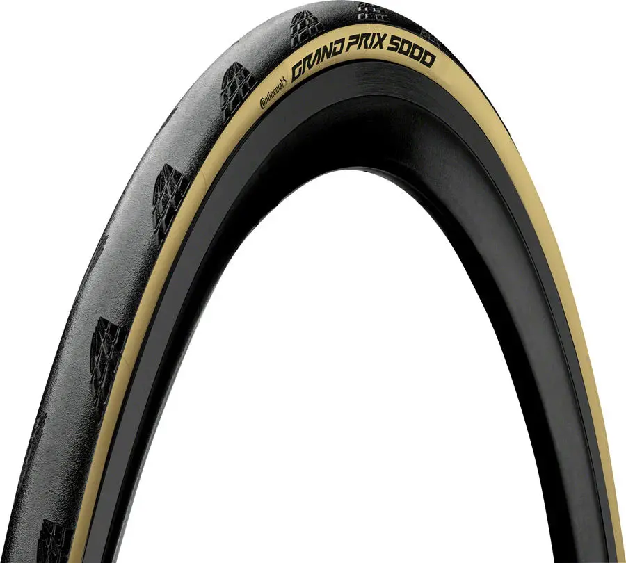 Continental Grand Prix 5000 Tire - 700 X 25, Clincher, Folding, Black/Cream, Blackchili, Vectran Breaker, Lazergrip, Act 1