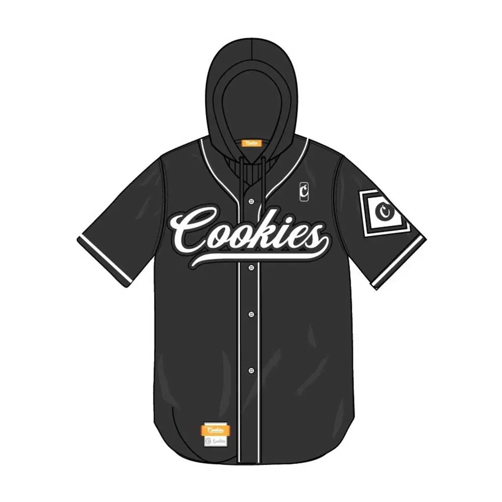 Cookies Pack Talk  Button Front Wool Baseball Jersey - Black 1