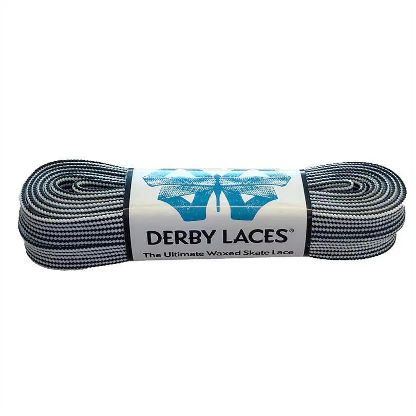 Derby Laces Waxed Skate Laces Black And White Stripe 1